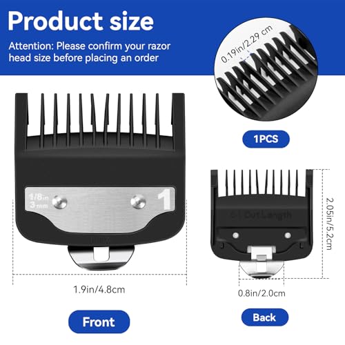 Replacement for Wahl Clipper Guards Set, Compatible with Wahl 1 Clipper Guards Set, 1/8" 3mm Hair Clipper Guards Set for Professional Stylists and Barbers, Black