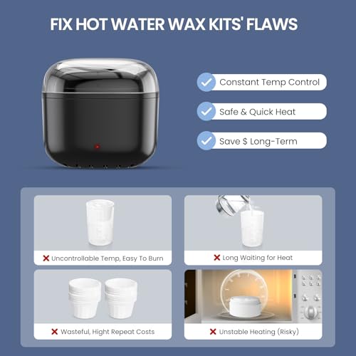 Nose Wax Kit Men, Nose and Ear Hair Wax Kit, Compatible with Waxing Sticks & Beads, USB Fast Heat, Smart Temp Control, Upgraded Size, Portable for Travel/Home, Device Only