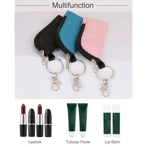 Chapstick Holder Lip Balm/Gloss Sleeve Pouch Portable Lipstick Bag With Hook Gift for Women (3pcs)