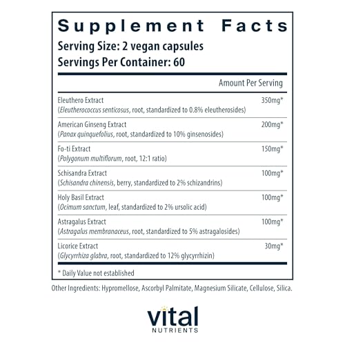 Vital Nutrients Energy Plus - Nonstimulatory Herbal Energy Support - Promotes Mental & Physical Stamina - Adaptogenic Support for Stress - Gluten, Dairy, Soy Free - Non-GMO - 120 Capsules