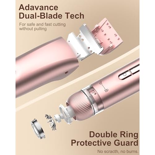 Bikini Trimmer for Women - Electric Razors for Women | Dual Head Electric Shaver for Ladies for Facial Hair Removal, IPX7 Waterproof, Painless & Flawless, USB Rechargeable, for Face, Bikini, Body, Leg