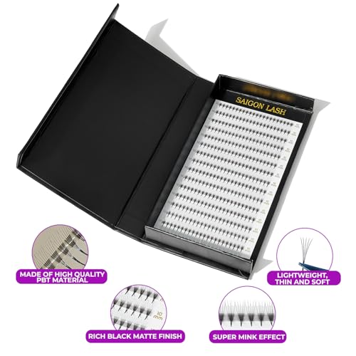Wispy Promade Fans 3D 5D 6D 8D, Narrow Base Laser Tech Eyelash Extensions, C D Curl, Single & Mixed Lengths 6?15mm, Loose Lash Fans for Professional Use (Black-C-0.07-6 - 13mm-5D)