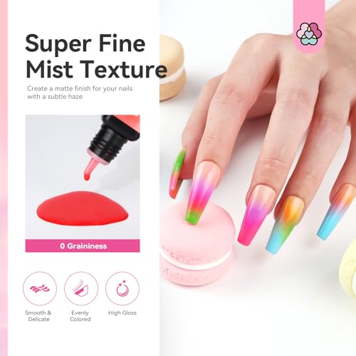 SAVILAND 12 Color Airbrush Gel Polish Set: 2026 Must Have Dilution-Free, Non-Acetone Formula with Fine Mist Sprayer for French & Ombre Nail Art, Home and Salon Use