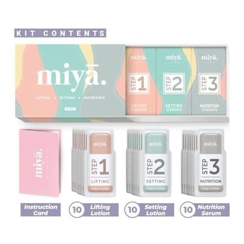 MIYA LASH 2 in 1 Brow Lamination & Lash Lift Lotion Set | Sachet Refill for Lash Lift Kit & Eyebrow Perm | Fast Acting 3-Step Lifting, Setting Lotions with Nutrition Serums | 10 Treatments | Salon Use