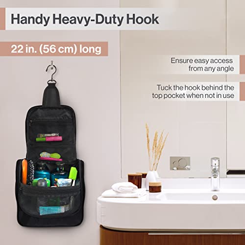 Hanging Travel Toiletry Bag - Large Cosmetic Bag Organizer for Toiletries, Makeup and Shaving Supplies - Cruise and Travel Essentials for Women & Men, Black