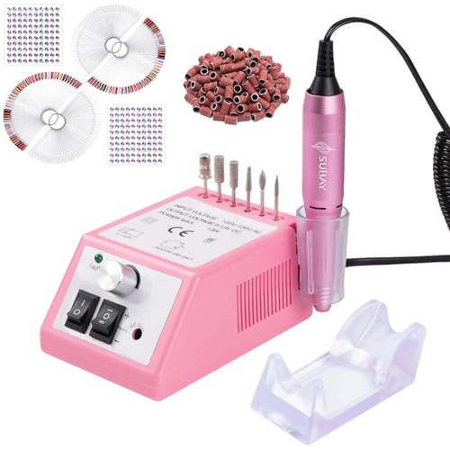 SUBAY Professional Finger Toe Nail Care Electric Nail Drill Machine with 200 Pcs Nail Swatch Sticks