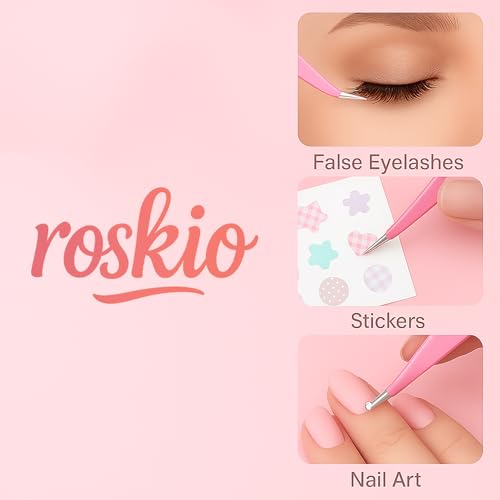 Nail Tweezer, 2pcs Stainless Steel Straight & Curved Nail Art Tweezers for Stickers, Rhinestone, Eyelash Extension, Nail Stickers, Cuticle, Rhinestone Picker Tool