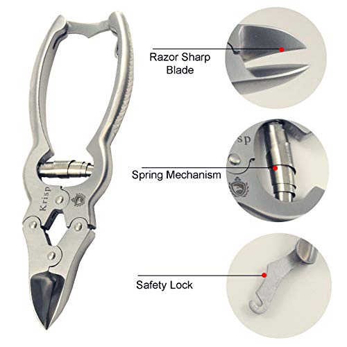 Toenail Clippers for Thick Ingrown Toenails - Professional Podiatry Nail Cutter Fingernail Clipper Trimmer Heavy Duty Surgical Grade Stainless Steel Men Seniors Adults Podiatrist Tool Krisp Beauty