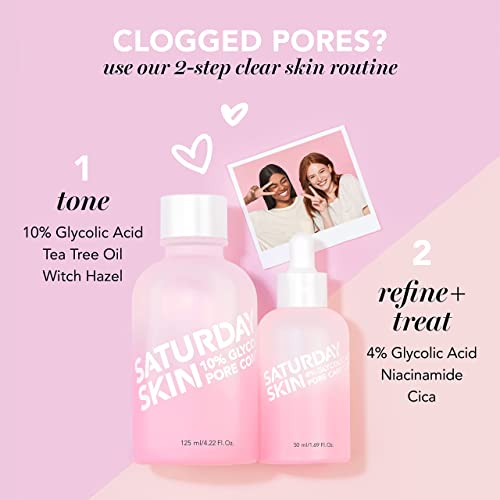 Saturday Skin Pore Serum Active Treatment for Face 4% Glycolic Acid Pore Care Complex Help Refine Skin¡¯s Texture Reduce Pores Sebum Control AHA Acne Pimple Pore Essence Anti-Aging(1.69 Fl. Oz. 50ml)