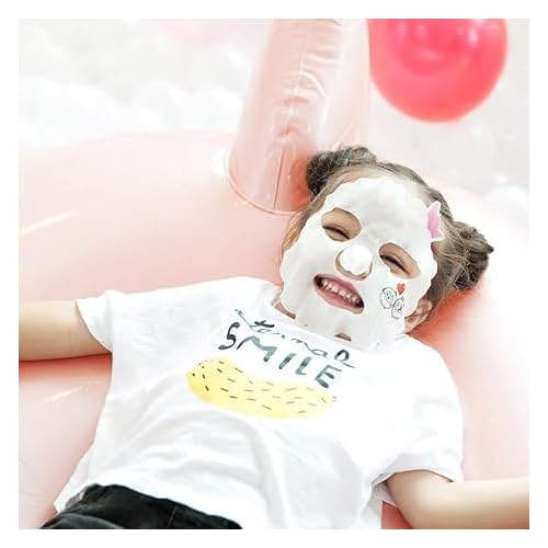 Puttisu Real Fruit Facial Mask Sheet for Kids, Children - Made with 100% Cotton, Moisturize, Sooths and Hydrates Skin (Strawberry- Pack of 21)