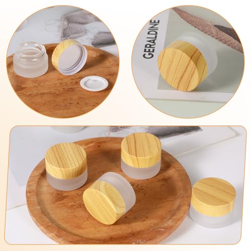 32 Pcs Glass Cosmetic Containers 5 Grams Round Frosted Cosmetic Jars with Leak proof lids Empty glass sample Jars Scrub Balm Lotions Sample Containers for Makeup Lotion Lip Balm Eye Cream