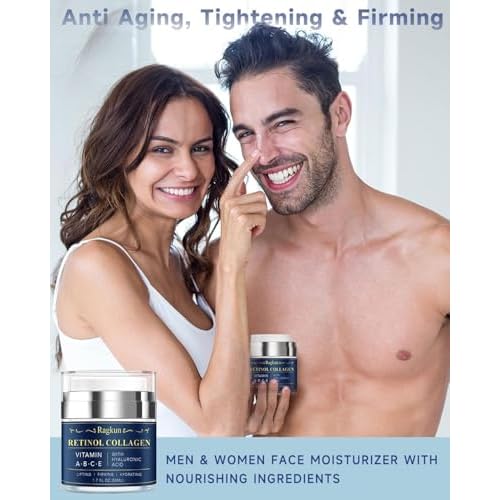 Retinol Cream for Face, Collagen Neck Creams for Tightening and Firming, Anti Aging Day & Night Facial Moisturizer for Women & Men, Instant Face Lift Wrinkle Cream 2-Pack