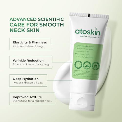 Atoskin Intensive Hand & Neck Cream - Real Hand Cream For Neck - Deep Moisturizing, Firms And Lifts The Skin, with Shea Butter, Panthenol & Herbal Extracts - 60g