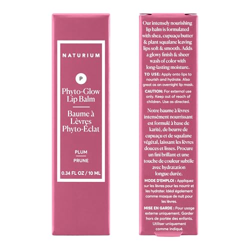 Naturium Phyto-Glow Lip Balm, Hydrating Lip Care with a Glossy Finish, 0.34 oz Plum