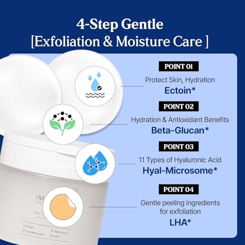 I¡¯M SEOUL Toner Pads Hydrating Moisture Pads with Ectoin, Beta-Glucan, LHA, Hyal-Microsome for All Skin Types Korean Skincare 60 Count 8.11 fl oz