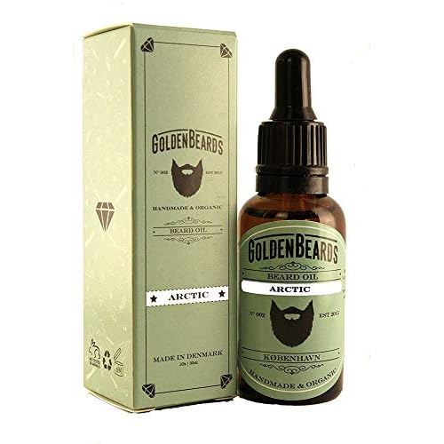 Organic Beard Oil and Beard Growth ? ARCTIC - 30ml *Golden Beards* | 100% Organic | Moisturise your beard and skin, 100% Vegan & Organic Oils - Stop itching beard - Mint Smell - MADE IN DENMARK-