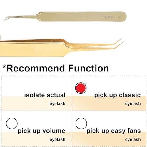Date Classic Pickup Lash Tweezer by SoCal Beauty | Precision Gold Eyelash Tweezer for Eyelash Extensions, Hand-Tested with 1mm Guide ? Ideal Lash Tweezer for Eyelash Extension