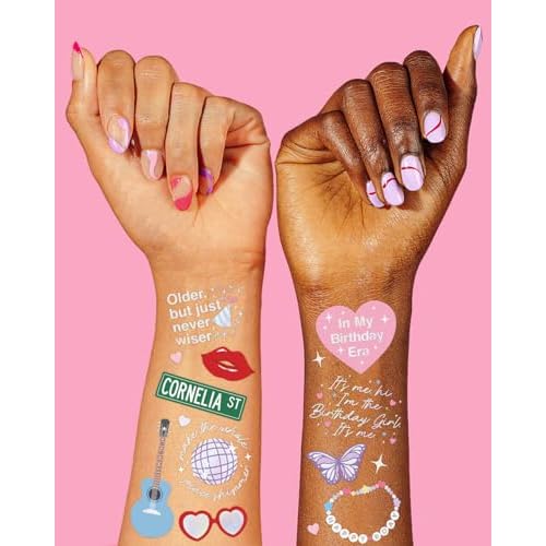 xo, Fetti Birthday Temporary Tattoos - 50 Iridescent Styles | Bday Decorations, Birthday Girl Party Accessory, Karma Theme Favor, Concert Gift, Cute Bday Supplies