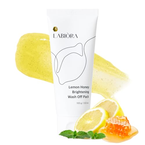 Lemon Honey Face Mask Wash-Off Pack & Scrub ? 5-Minute, Exfoliating, Hydrating, Gentle for Sensitive Skin, with Manuka Honey & Lemon Extract, 3.52 oz (100 g)