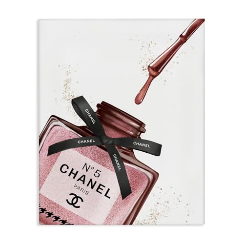 Stupell Industries Makeup Nail Polish Brush Drip Pink Fashion Design Canvas Wall Art, Multi-Color