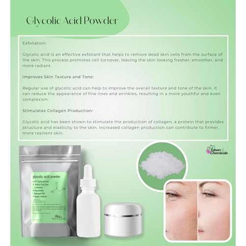 Glycolic Acid Powder DIY Glycolic Crystal Powder is Pure, DIY (8 Oz/226 grams) for Glycolic Acid Face Wash, Glycolic Acid Lotion
