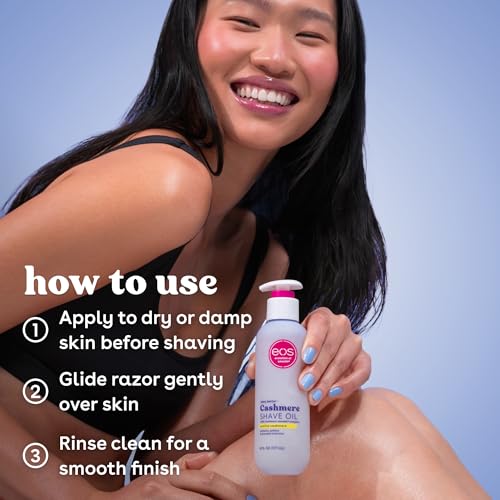 eos Cashmere Shave Oil ? Vanilla Cashmere, Moisturizing Shave Oil with Shea Butter & Glycerin, Helps Prevents Irritation & Razor Burn, Vegan, 6 fl oz