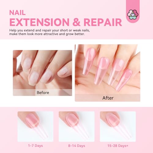 SAVILAND Gel Builder Set: 12 Translucent Colors Castor Oil Builder in a Bottle Vitamin E Hard Gel for Nails Extension Strengthener as Gifts for Women Home DIY Salon Nail Care Repair