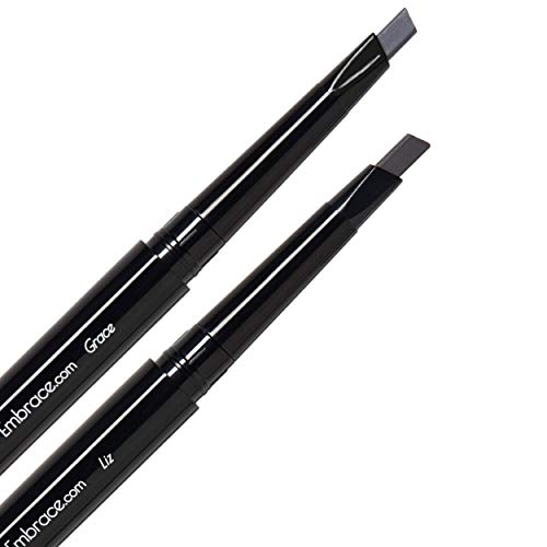 Eye Embrace Light and Medium Gray Eyebrow Pencils 4-Pack Bundle ? Waterproof, Double-Ended Automatic Angled Tip & Spoolie Brush, Cruelty-Free