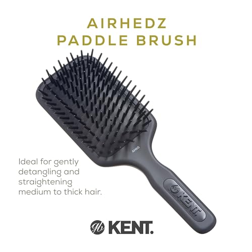 Kent AH6G Airhedz Cushion Paddle Brush - Scalp Massager and Detangler Brush - The Hair Brush for Thick Hair - Scalp Massager and Growth Stimulator - Hair Detangler and Curly Hair Brush
