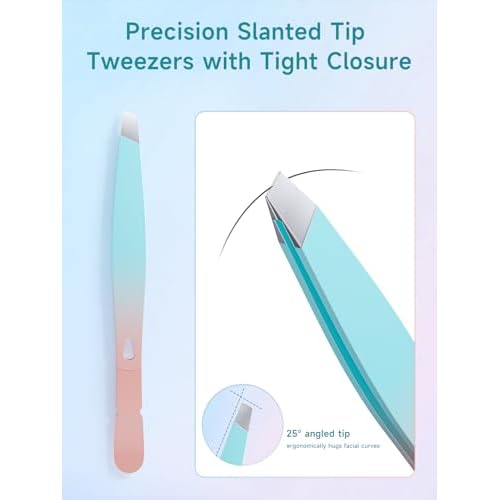 Tweezers,Professional Precision Eyebrow Tweezers for Women and Men, Tweezers for Facial Hair Women, Stainless Steel Slanted Hair Removal Tweezers, Eyebrow Plucker, Ingrown hair tweezers