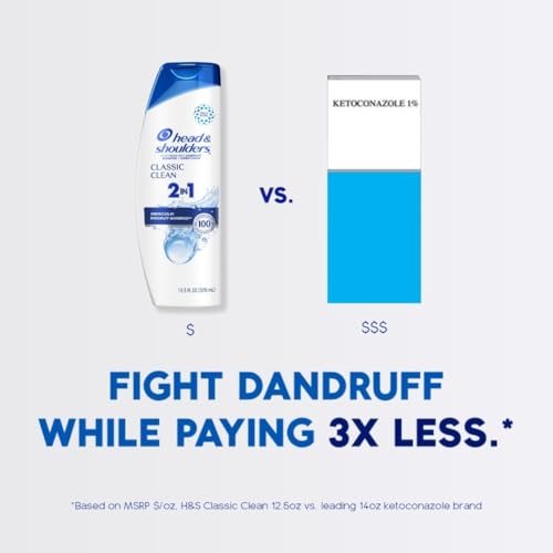 Head & Shoulders Anti-Dandruff Shampoo and Conditioner with 1% Pyrithione Zinc, Classic Clean 2-in-1 Twin Pack, Fresh Scent, Flake Control, Scalp Care, Color-Safe, 32.1 fl oz Each