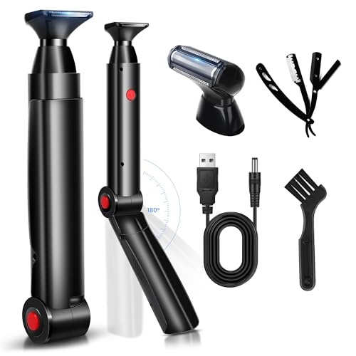 FERRISA Back Shavers for Men, Body Shaver for Men with Long Handle with 2 Shock Absorber Flex Heads, Men's Back Shaver with Facial Razor & 10 Blades