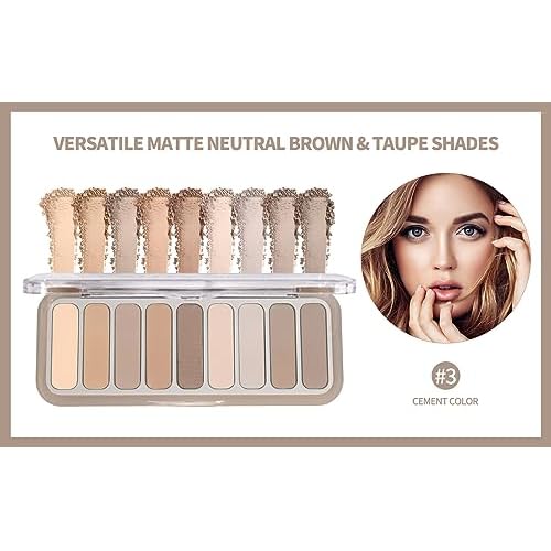 9 Colors Matte Naked Eyeshadow Palette Neutral Nude Smoky Eye Shadow Pallet Gray Taupe Brown High Pigmented Ultra-Blendable Waterproof Long Lasting Makeup Palettes Suitable for Older Women