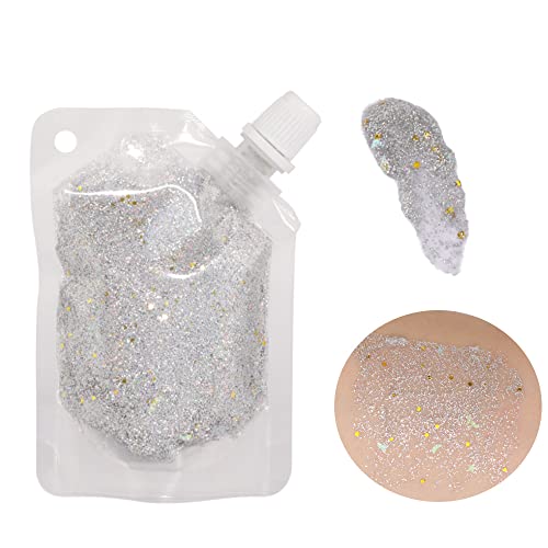 AMY'S DIARY Body Glitter Gel, Festival Glitter Halloween Costume MakeupEasy to Apply&Remove Mermaid Sequins Chunky Glitter for Body Face Hair, Long Lasting Sparkling (laser)