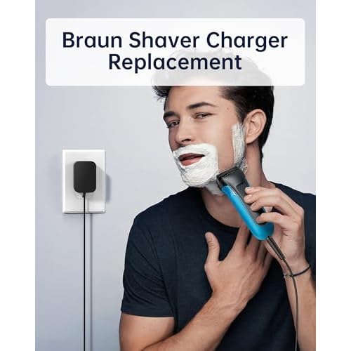 WUKUR 12V Charger Compatible with Braun Shaver Series 3/7/5/1/9, Charging Cord for Braun Electric Razor Shaver Trimmer 3040s, 310s, 340S, 5190cc, 5040s, 740S, 7865, 9290cc, 9095cc Replacement Adapter