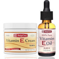 De La Cruz Vitamin E Cream for Face and Neck + 100% Pure Vitamin E Oil for Face (28000 IU) - Hydrating & Moisturizing Skincare Bundle - Made in USA