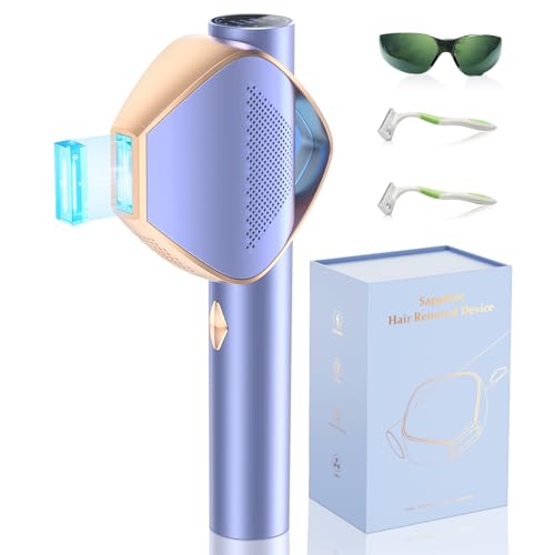 IPL Hair Removal Device with Sapphire Ice-Cooling for Women and Men, Painless and Permanent, Alternative to Salon, Bikini Shaver, Hair Removal for Armpits Legs Bikini Face