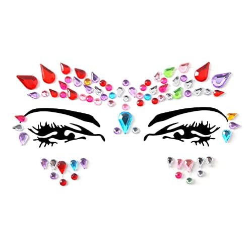 Face Gems Adhesive Glitter Jewel Tattoo Sticker Festival Gems Rave Party Body Make Up (6 PCS MULTI COLORS)