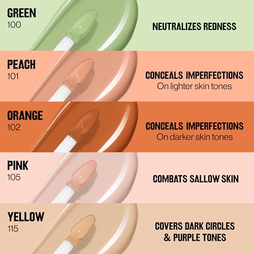 Revlon Glimmer Correcting Concealer, Liquid Under Eye Makeup, Made with Caffeine, Vitamin C, & Stevioside, 101 Peach, 0.3 fl oz