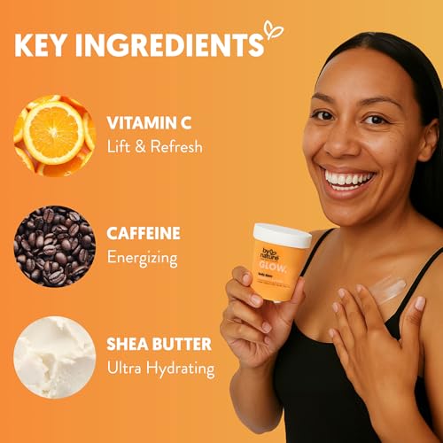 By Nature Glow Vitamin C + Caffeine Body Balm for Dark Spots ? Hydrating Skin Moisturizer with Whipped Shea Butter ? Vegan, Cruelty-Free, Made in New Zealand (6.8 oz)