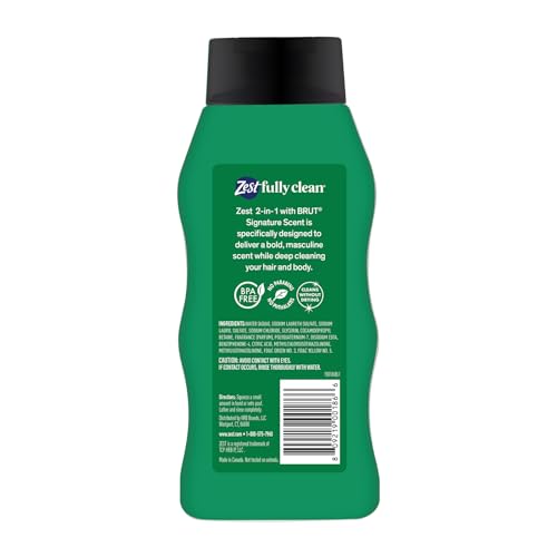 Zest Mens 2-in-1 Body Wash - Body Wash for Men - Cleanses Hair and Body - Refreshing Scent - Hydrating Shower Gel - Ideal for All Skin Types - 6 pc
