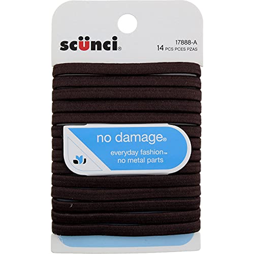 Scunci Brown Gel Elastics, No Slip Grip, Strong Hold-Ponytailers (3-Pack of 14ct)