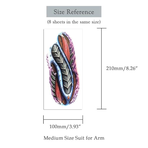 8 Pieces Large 3D Mechanical Parts Gear Arm Eyeball Muscle Body Art Temporary Tattoo