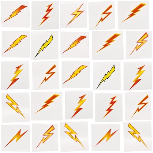 Lightning Bolt Temporary Tattoos - Bulk set of 72- Superhero, Potter and Birthday Party Favors and Handouts
