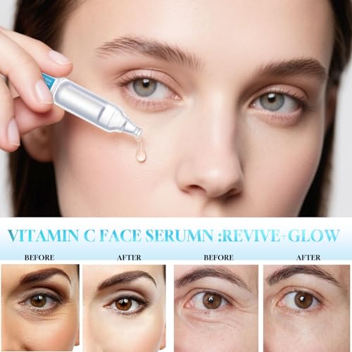 5% VC Hyaluronic Acid Serum for Face| 8-Tier Hyaluronic Acid for 72-Hour Moisture Lock | Anti-Aging, Firming & Brightening | Ceramide-Infused for Sensitive Skin Soothing -30pcs