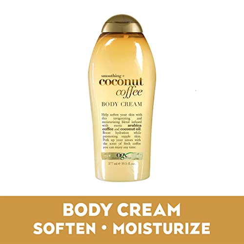 OGX Smoothing + Coconut Coffee Exfoliating Body Scrub with Arabica Coffee & Coconut Oil Coconut Body Cream, 19.5oz