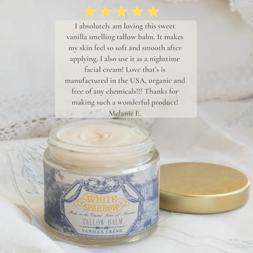 Organic Grass Fed Tallow Balm - (Vanilla Cr?me) Organic Tallow from Grass Fed Cows & All Organic ingredients. For Face and Body. (2.0 oz)¡¦