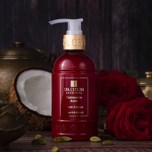 SPA CEYLON Cardamom Rose Hand Cream | Nourishing Hand Moisturizer with Mango Butter, Kokum Butter & Rice Bran | Uplifting Natural Hand Care for All Skin Types