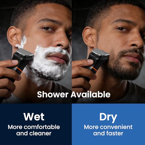 All-in-One Beard Trimmer for Men, Electric Waterproof Wet/Dry Razor Shaver for Mustache, Facial, Beard Styler, Mens Beard Grooming Kit with LED Display, USB Recharge - Black