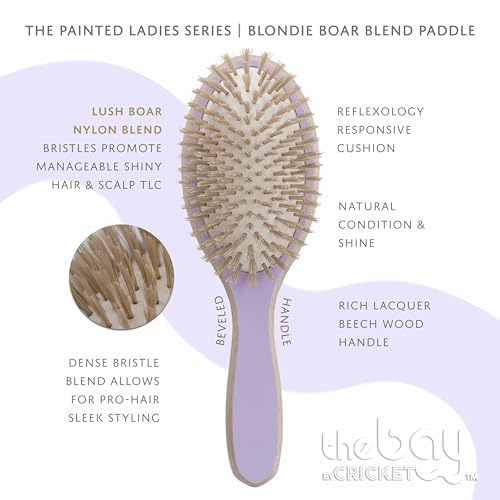 The Bay by Cricket¢â Blondie Boar Blend Paddle Hair Brush Painted Ladies Series with Boar and Blonde Nylon Bristles for Enhanced Smooth and Shiny Hair Results